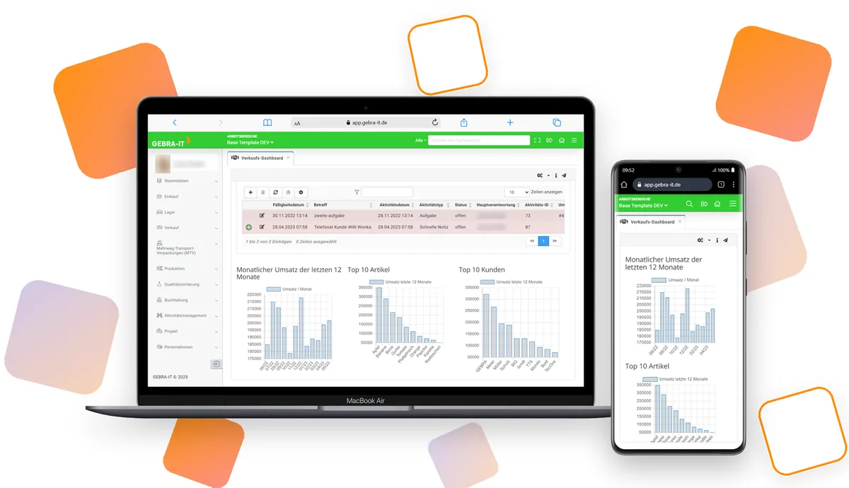 GEBRA-Suite auf Laptop und Smartphone